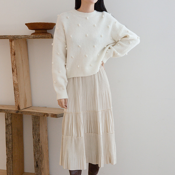 (SK-3671) Pleated Layer Banding Skirt