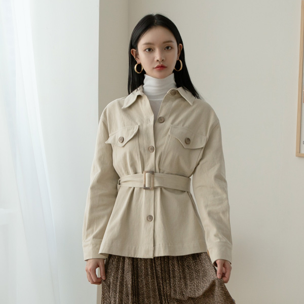(JK-2152) Pocket Belted Light Jacket S