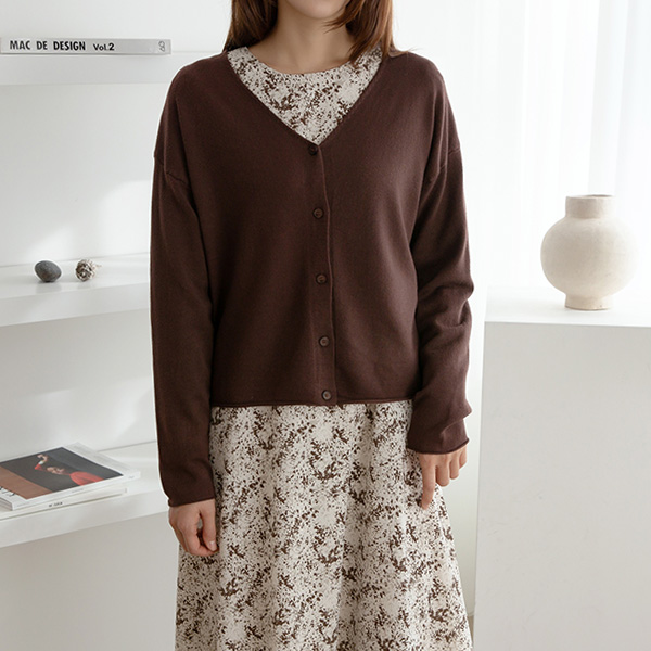 (CD-1445) Easy V-neck Knit Cardigan