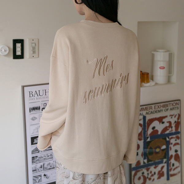 (T-5047)Embroidered Back Lettering Tee Korea