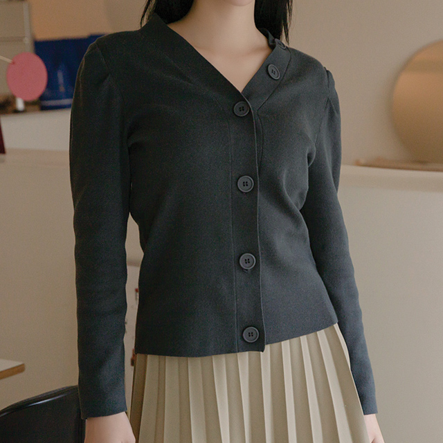 (CD-1406) Shoulder volume casual knit cardigan