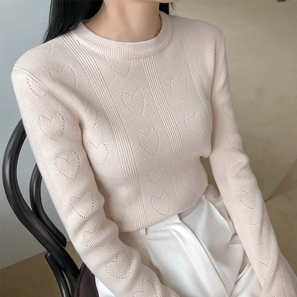 (T-5044)Heart Pattern Knit
