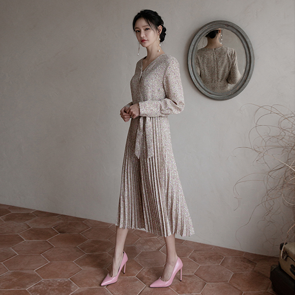 (OP-4821) Floral Accordion Pleated One Piece S