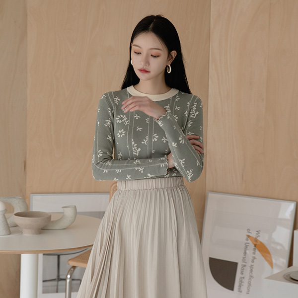 (T-5134) Flower Pattern Knit