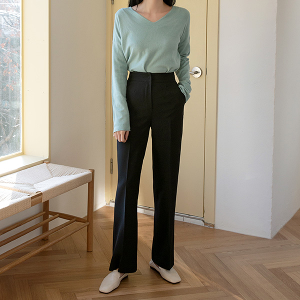 (PT-3958) High waist slim straight fit pants