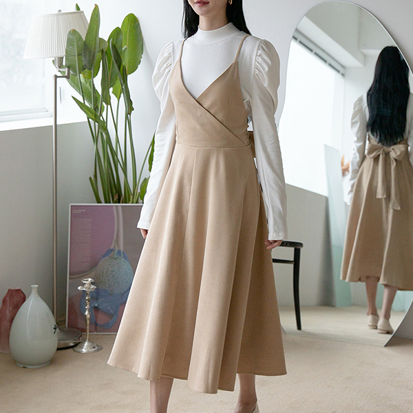 (OP-5016) Ribbon Strap Tee One Piece Set S