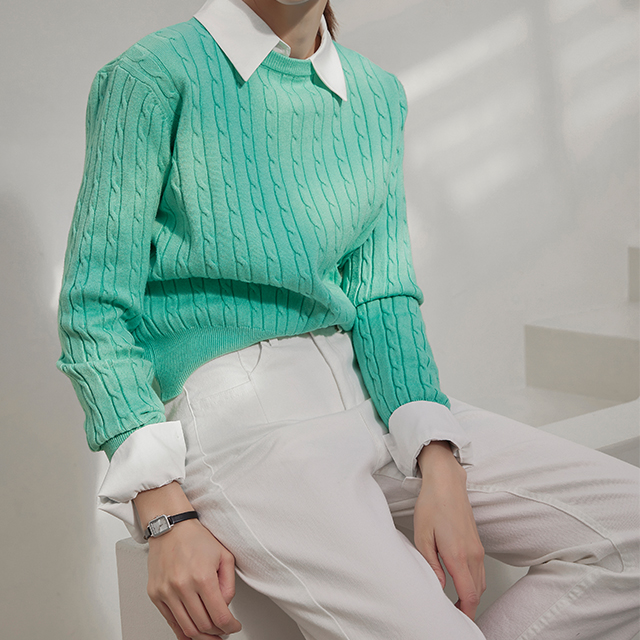 (T-5214) Daily Cable Pattern Knit