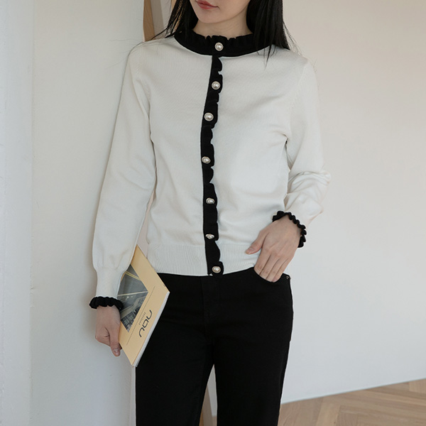 (T-5231) Ruffle lining knit