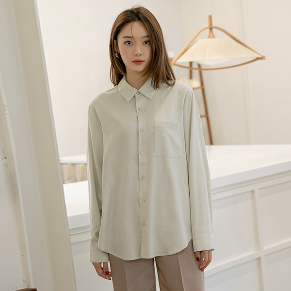 (BL-3425)Basic Pocket Blouse