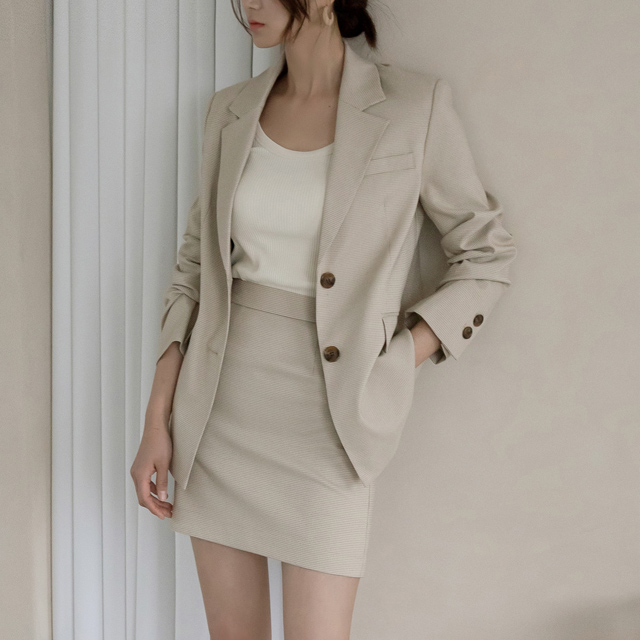 (JK-2086) Basic Check Set-up Jacket