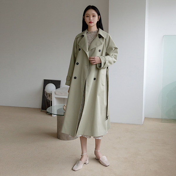 (CT-1281) Classic Cotton Trench Coat S