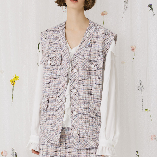 (VT-0110)Setup Overfit Tweed Vest