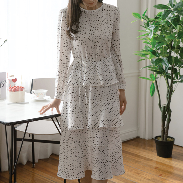 (OP-4823) Flare Dot Maxi One Piece S