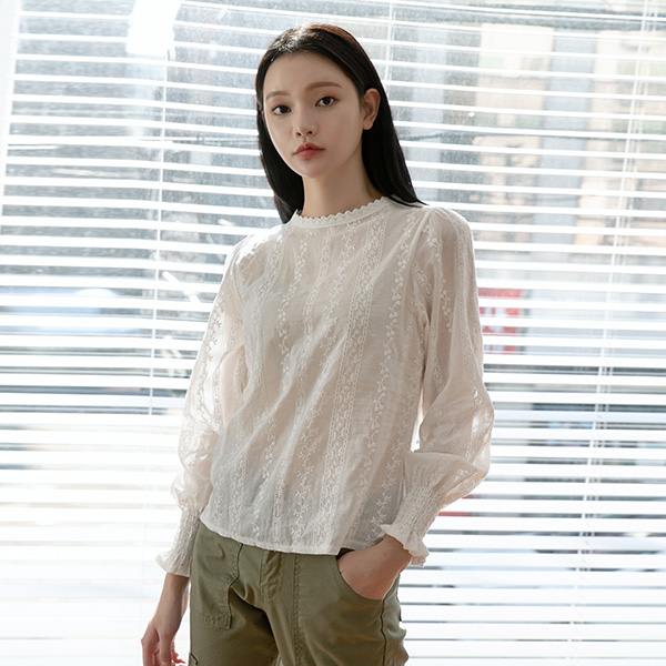 (BL-3496)Lace Pattern Blouse