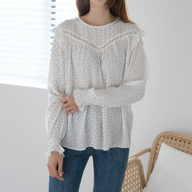 (BL-3433) Dot Lace Blouse
