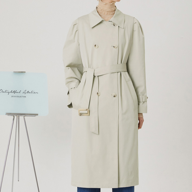 (CT-1252)Volume Sleeve Unique Trench Coat S