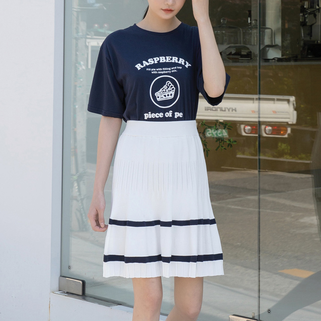 (SK-3724)Setup transformation knit skirt