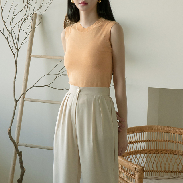 (T-5167) Sleeveless Basic Knit