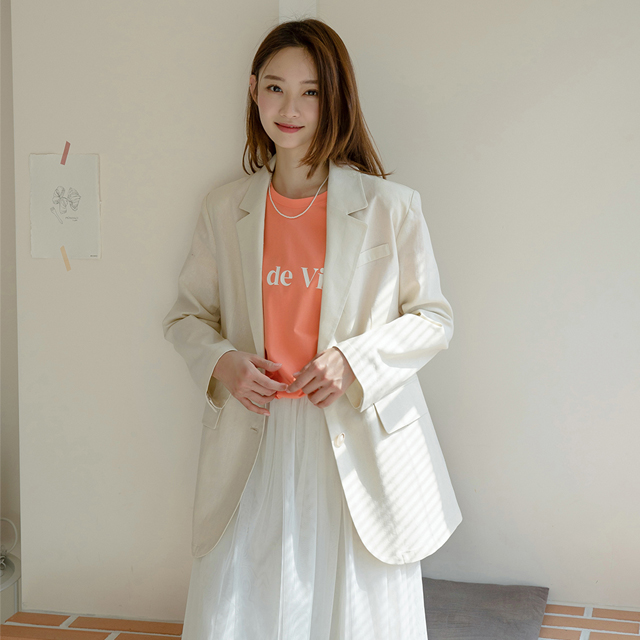 (JK-2135) Linen Oversized Single Jacket