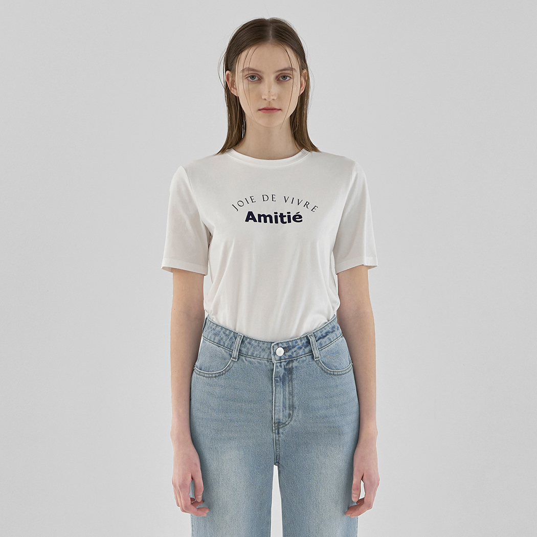 (T-5153) Flocking Lettering Tee