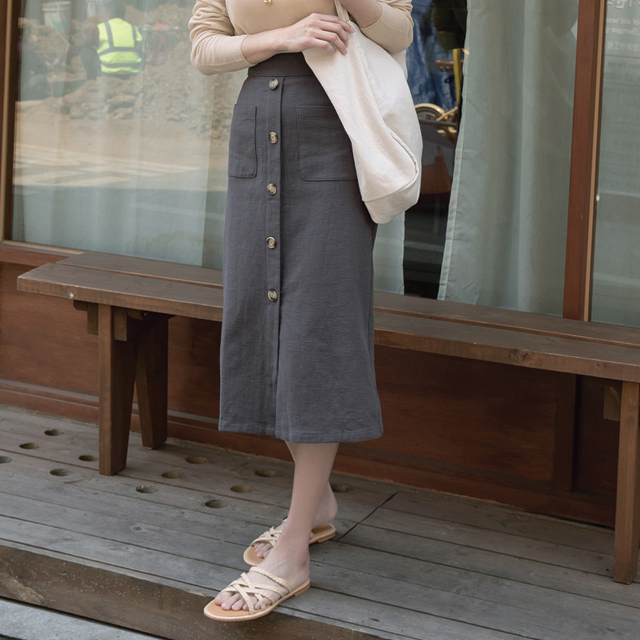 (SK-3721) Linen A-line skirt