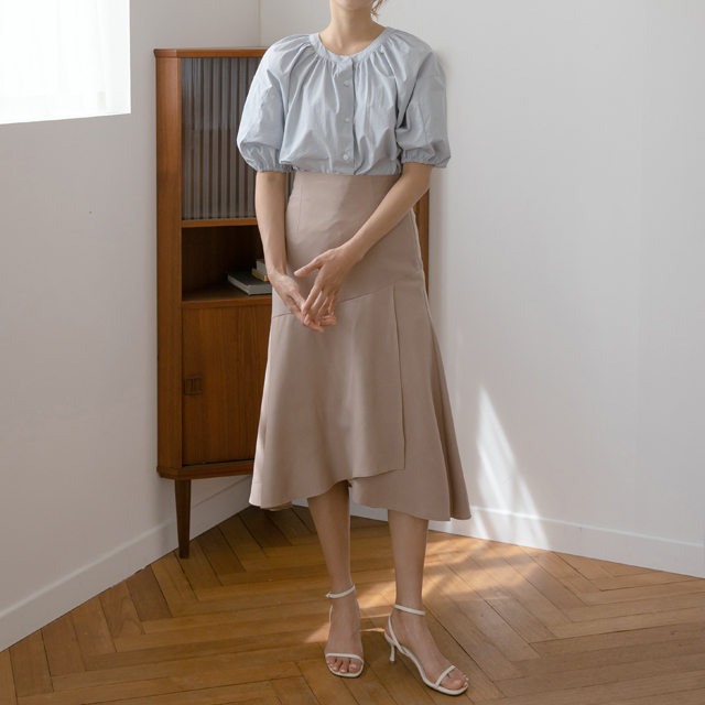 (SK-3762)Feminine unbalanced skirt