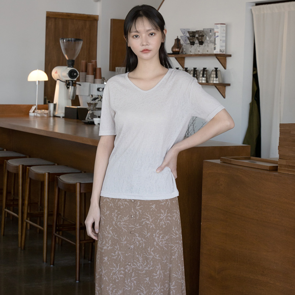 (T-5393) Easy V-neck Tee