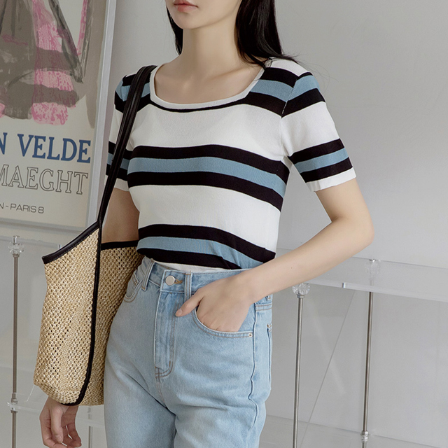 (T-5402) Square Color Block Knit