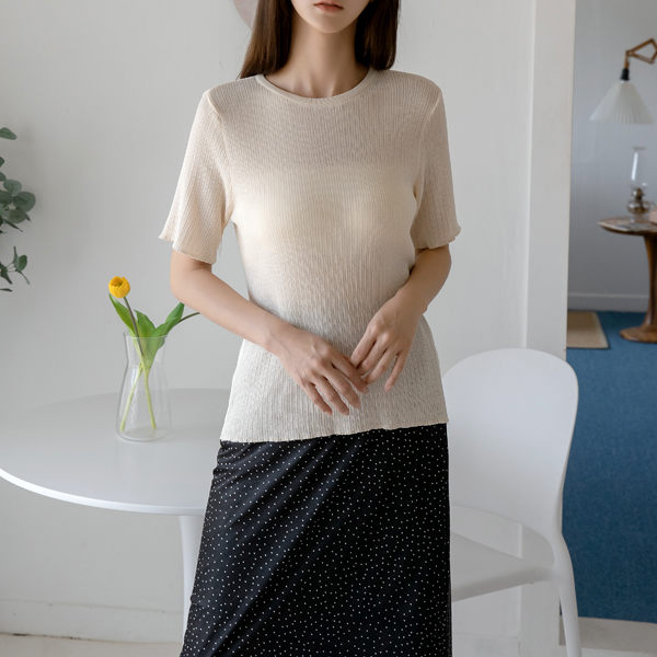 (T-5423) Light Half Sleeve Knit