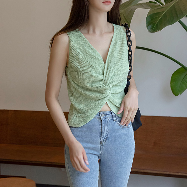 (T-5470) Twist Sleeveless Knit