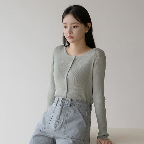 (CD-1577)Basic Rounded Knit Cardigan