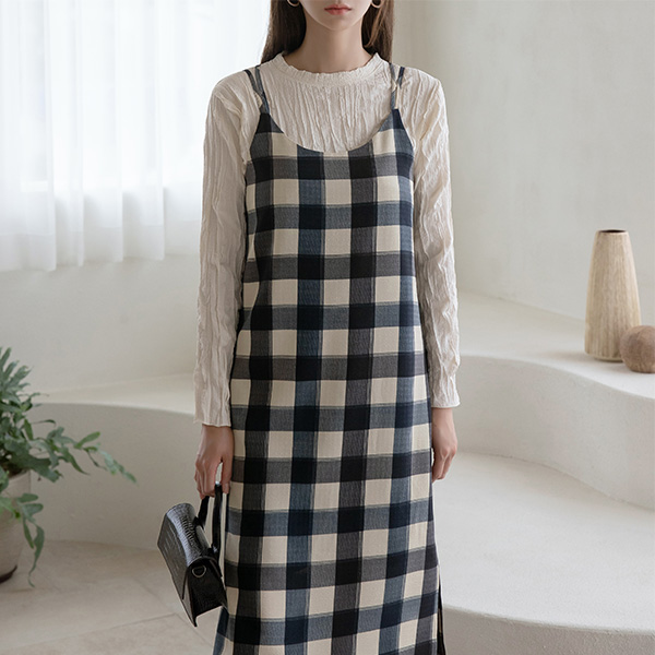 (OP-5108) Big Check Bustier One Piece