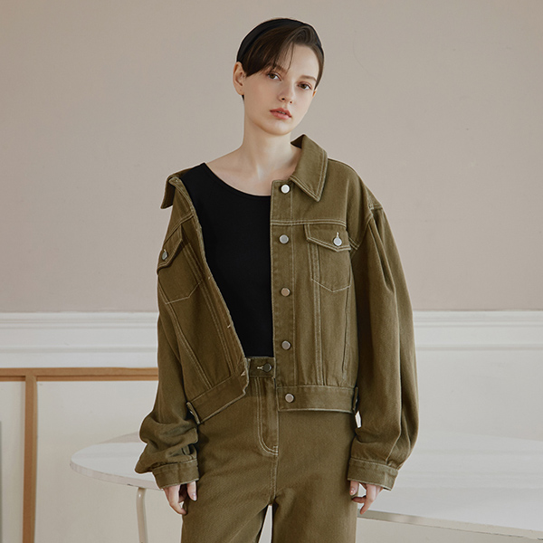 (JK-2245)Volume sleeve set-up denim jacket