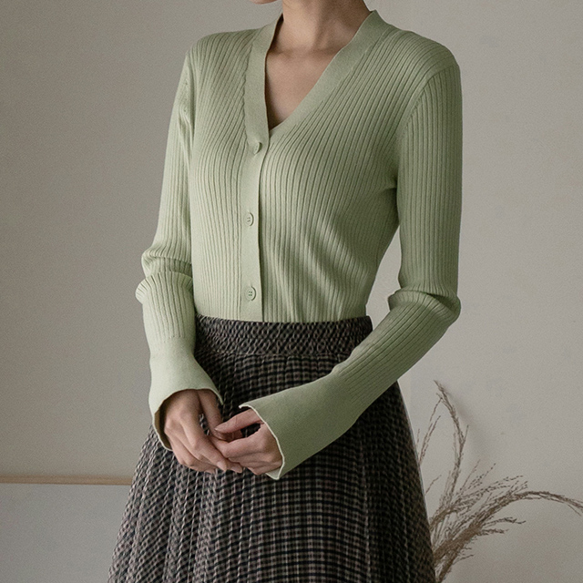 (CD-1514)N Signature CD001-V-Neck Golji Knit Cardigan