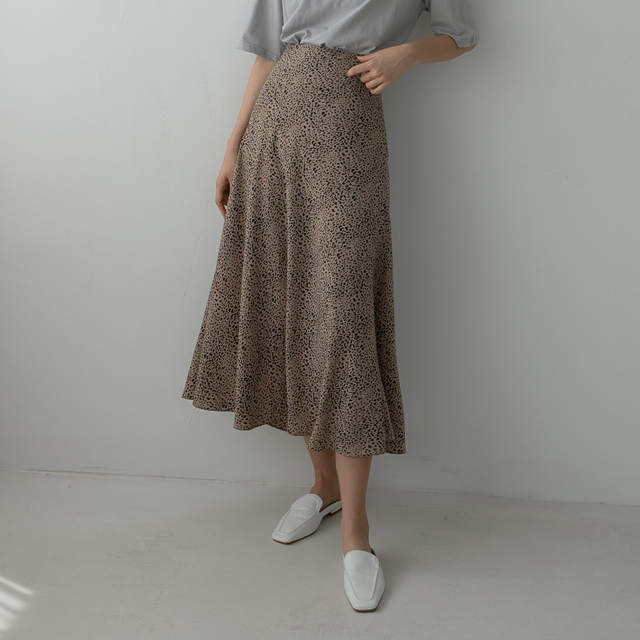 (SK-3902) Leopard Banding Flare Skirt
