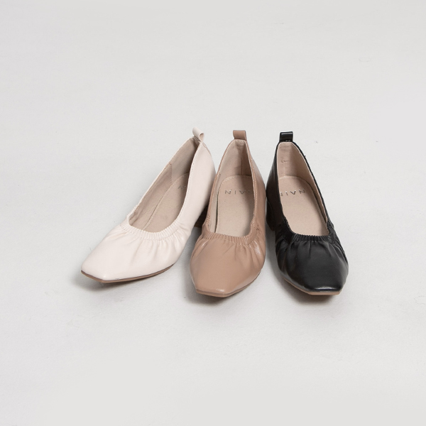 (SH-3091) Shirring silhouette mid heel