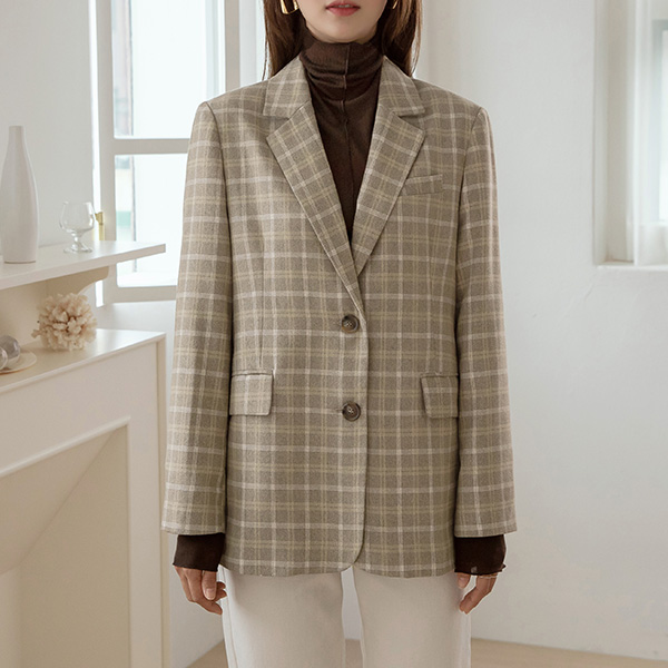 (JK-2261) Retro Check Single Jacket