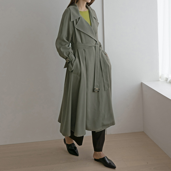 (CT-1316) Raglan Flare Trench Coat S
