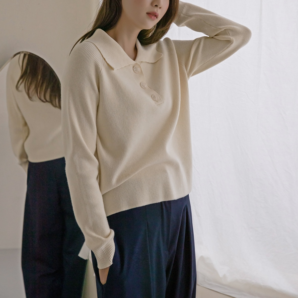 (T-5379) Soft collar knit