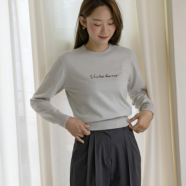 (T-5356) Slim Lettering Knit