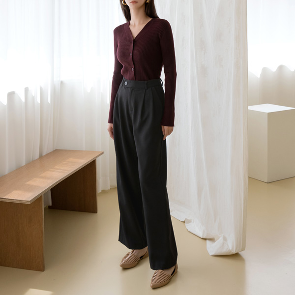 (PT-4421)Formal Button Pintuck Pants