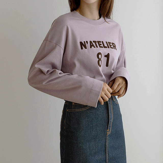 (T-5364) Flocking embroidery overfit tee