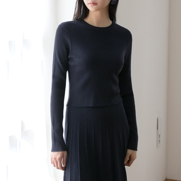 (T-5360)Setup Metal Point Crop Knit Korea