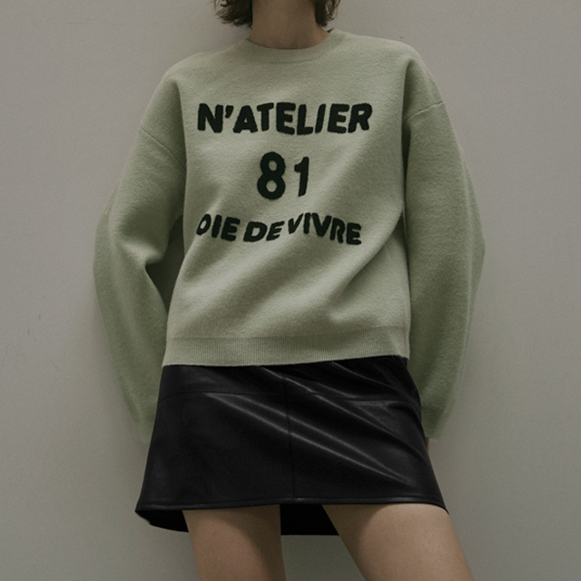 (T-5363) Overfit Buckle Embroidery Pullover Knit