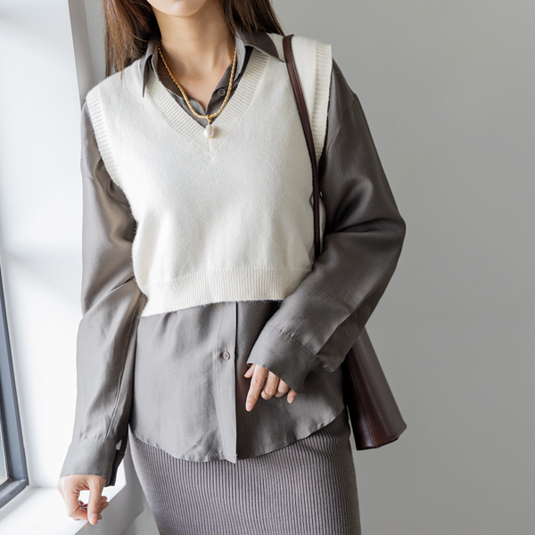 (VT-0128)Basic Knit Vest