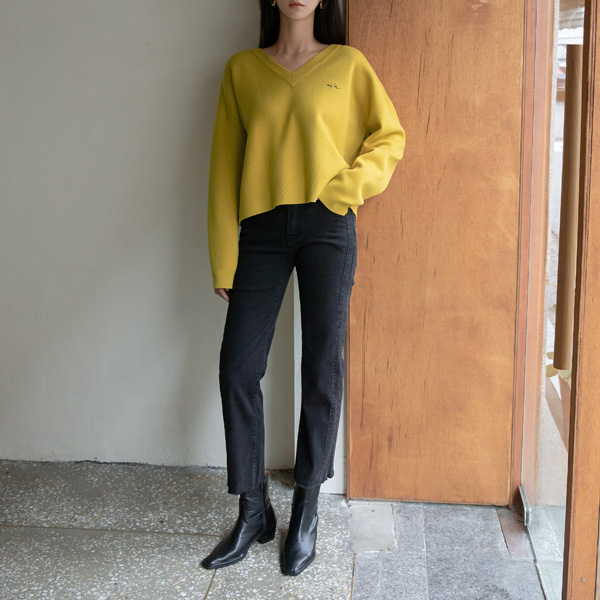 (PT-4438) Lining Point Slim Straight Denim Pants