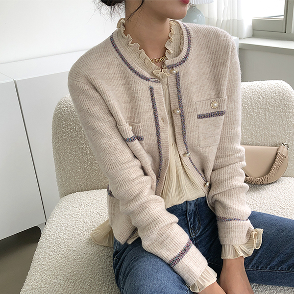 (CD-1518) Metal Point Knit Cardigan