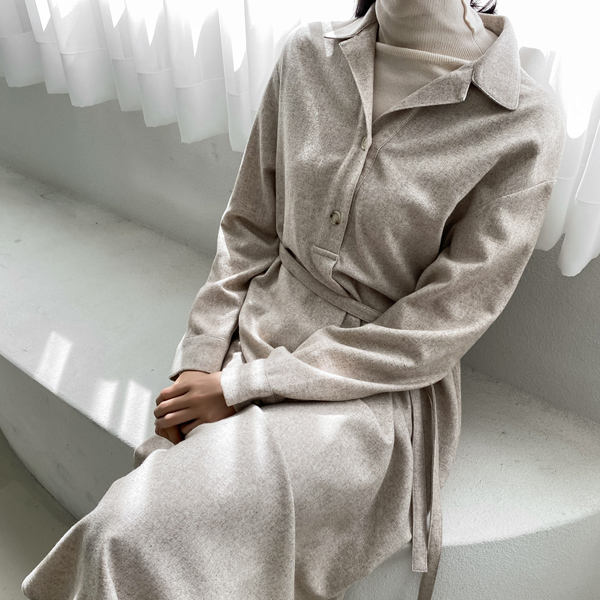 (OP-5228) Wool Boxy Fit Long One Piece S