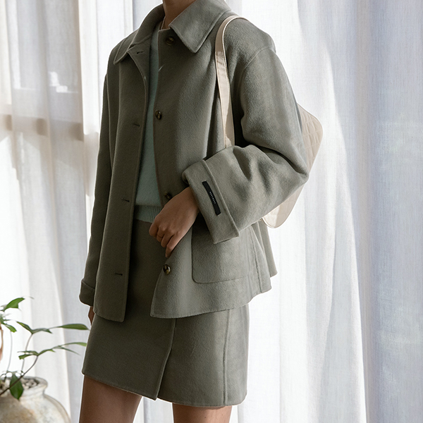 (SK-3899) Wool Set-up Handmade Mini Skirt