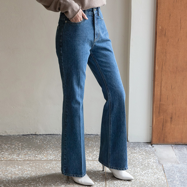 (PT-4313)Grimmed Regular Straight Denim Pants